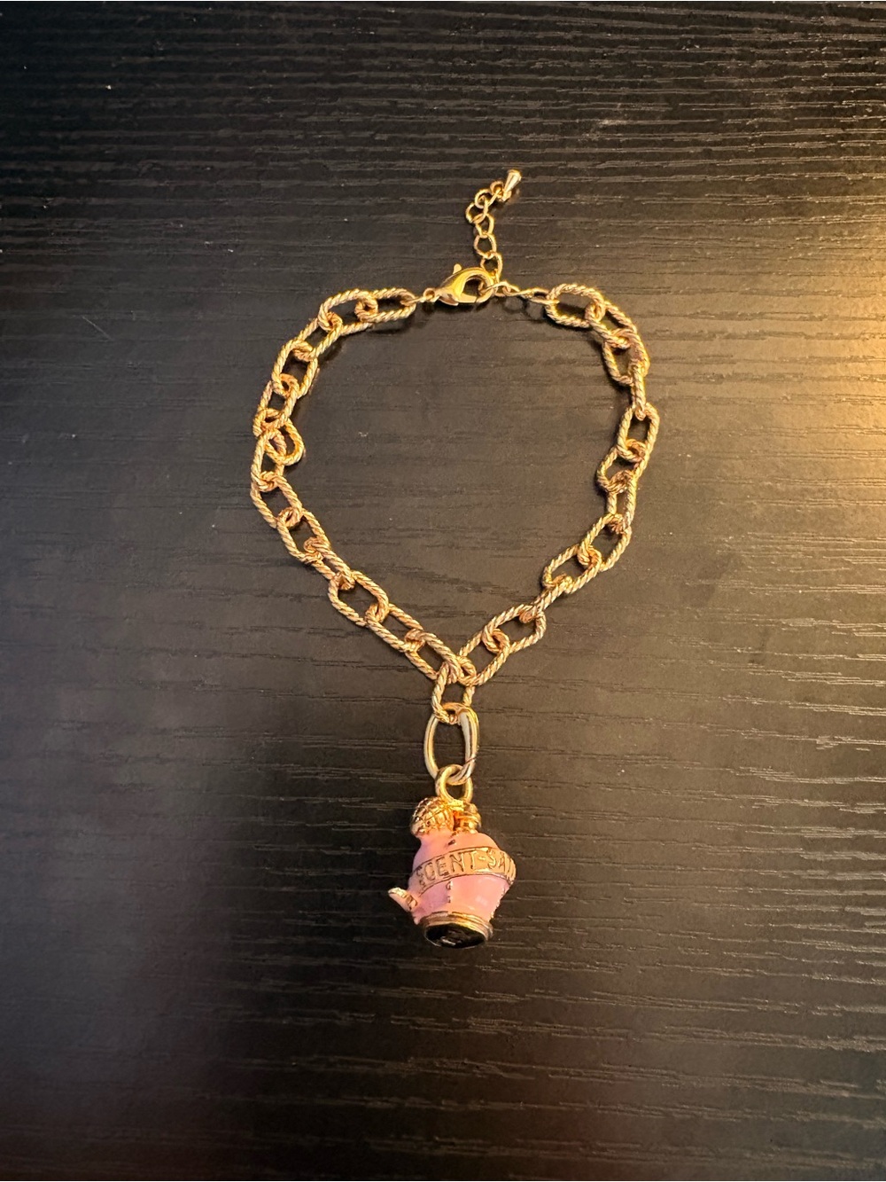 Michael Kors Signed Gold Rope Chain Bracelet, Perfume Bottle Charm